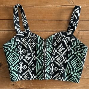 Urban Outfitters- XS Staring at Stars bustier crop top with zippered front
